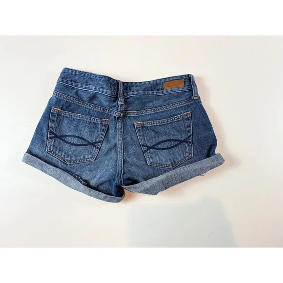 Abercrombie & Fitch Womens High Rise Distressed Denim Shorts Blue Size 27/4 - Picture 7 of 7